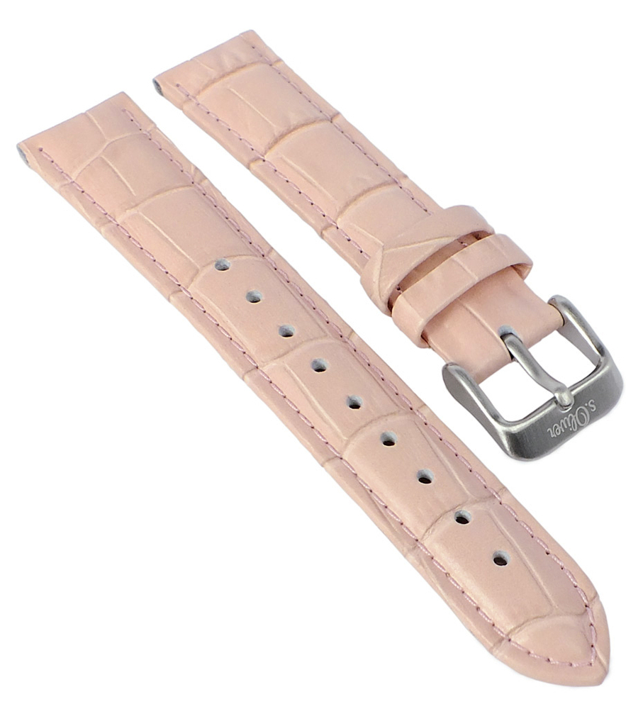 S.Oliver Ersatzband 18mm Uhrenarmband Leder Band Krokoprägung Rosa So-3460-Lq