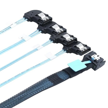 For Internal PCIE Mini SAS SFF-8654 4I 38P to 4X SATA Right Angle Hard Drive Cable