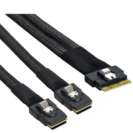 For PCI-E Ultraport Slim SAS4.0 SFF-8654 8i 74pin to Dual SFF-8643 4i Mini SAS Cable
