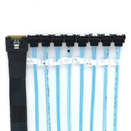 For PCIE SAS SFF-8654 8I Full Cover to High-speed Line 8 Ports SATA 90 Degrees Cable