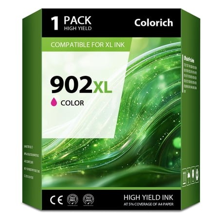 902XL 902 Ink Cartridges Compatible for 902 902XL 1 Pack Color Ink for OfficeJet 6978 6968 6970 6971 6974 6975 6979 6960 6961 6963 6964 6965 6966 6950
