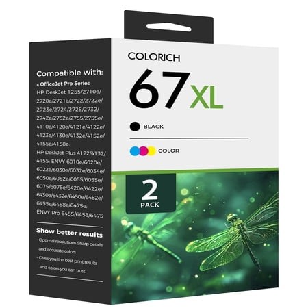 67 67XL Ink Cartridges 67XL 67 Black and Color Compatible for OfficeJet 2755 4155 2722 2723 2724 2725 2732 Envy 6055 6455 6458 6475 Printer Ink (Black