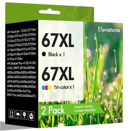 Compatible for HP 67XL Ink Cartridges 67 67XL Black and Color for OfficeJet 2755e 2755 4155 2722 2723 2724 2725 2732 Envy 6055 6455 6458 6475 Printer 
