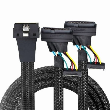 NVME PCIe SSD Cable SFF 8654 8I to Dual SFF 8639 U.2 Adapter with 15P SATA Power for Motherboard SAS Connections