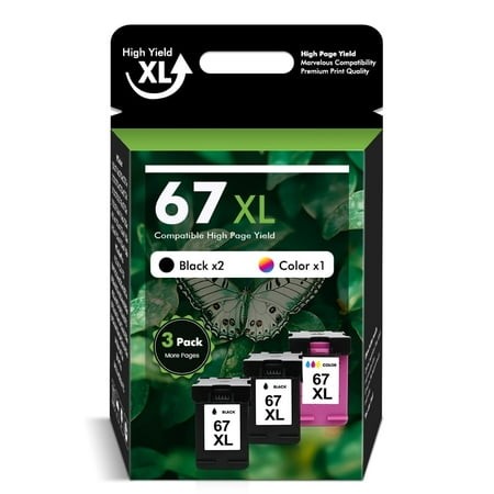 67XL Ink Cartridges Compatible for HP 67 67XL Black and Color for OfficeJet 2755e 2755 4155 2722 2723 2724 2725 2732 Envy 6055 6455 6458 6475 Printer 