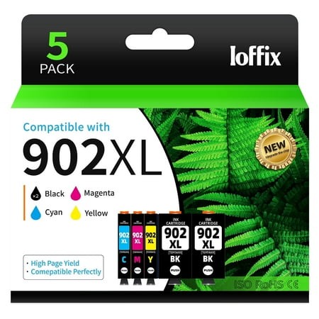 Ioffix 902XL Ink Cartridges Combo Pack Compatible with HP Ink 902 XL for HP Officejet Pro 6978 6974 6968 Officejet 6958 6956 6951 Printer (5 Pack)