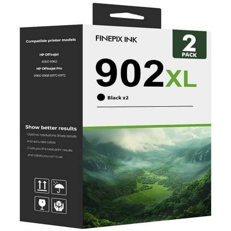 902XL Ink Cartridge Compatible for HP 902 902XL 2 Pack Printer Ink for OfficeJet Pro 6968 6978 6958 6978 6968 6970 6971 6974 6975 6979 6960 6961 6963 