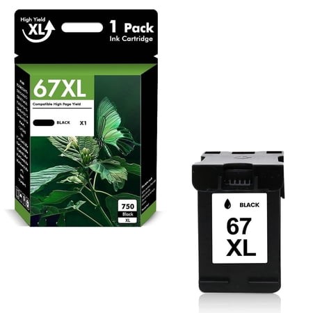 67 67XL Ink Cartridges Compatible for 67XL 67 2755e 1 Pack Black Ink for OfficeJet 2755 4155 2722 2723 2724 2725 2732 Envy 6055 6455 6458 6475 Printer