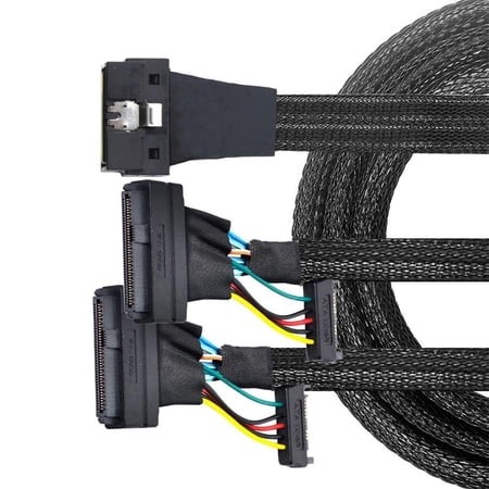 YIGSECU NVME PCIe HDDs Cable SFF 8654 8I to 2x SFF 8639 Adapter PCIE Slimline SASs All Inclusives Cable with Secure Connection