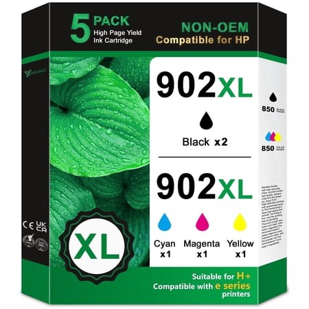 902XL Ink Cartridge Combo Pack Compatible for HP902 XL 902XL Ink Cartridge to Use with Officejet Pro 6978 6968 6974 6975 Officejet 6951 6956 6958 Prin