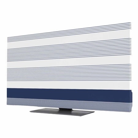 TV Cover Indoor  Navy Blue Stripe Stretch TV Dust Cover Television Screen Protector  Modern Rustic Horizontal Blue Striped Elastic Polyester Display C