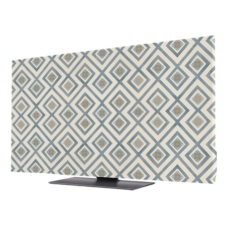 TV Cover Indoor  Teal Geometric Stretch TV Dust Cover Television Screen Protector  Boho Ethnic Plaid Modern Abstract Art Elastic Polyester Display Cov