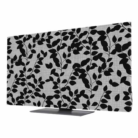 TV Cover Indoor  Grey Black Botanical Stretch TV Dust Cover Television Screen Protector  Pastoral Spring Floral Summer Art Elastic Polyester Display C
