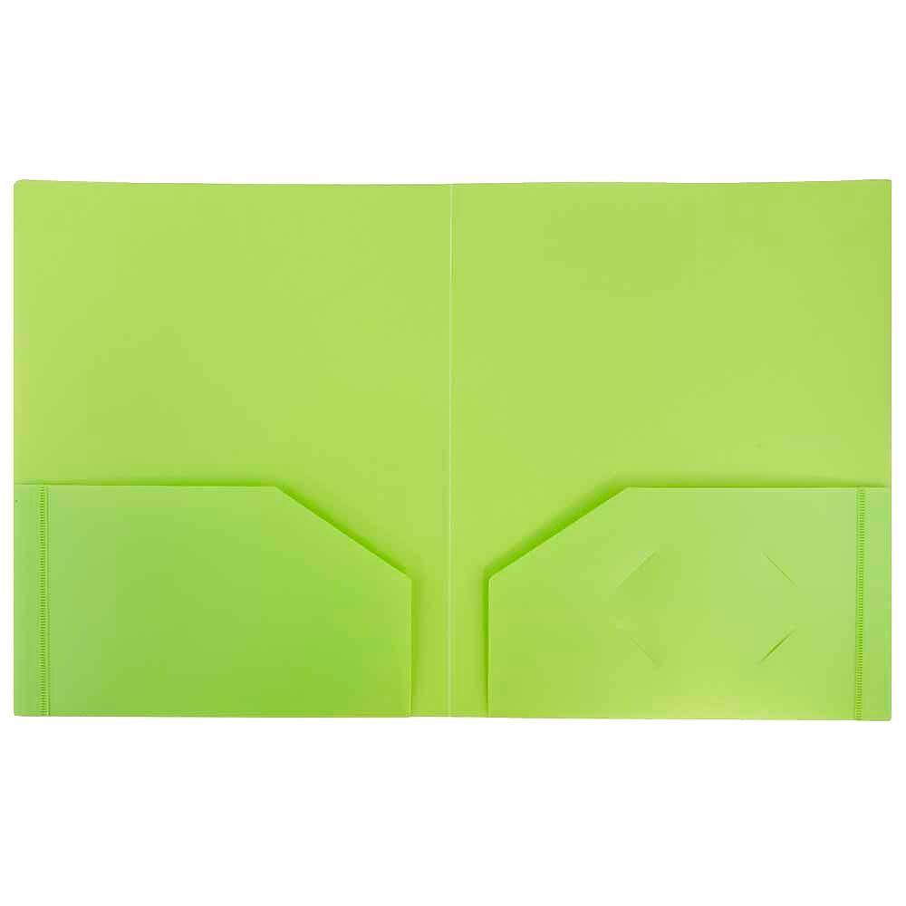 JAM PaperMD – Chemise De Présentation En Plastique Robuste à 2 Pochettes, 9 X 12 Po, Vert Lime, 108/paq., 108 Par Boîte thumbnail