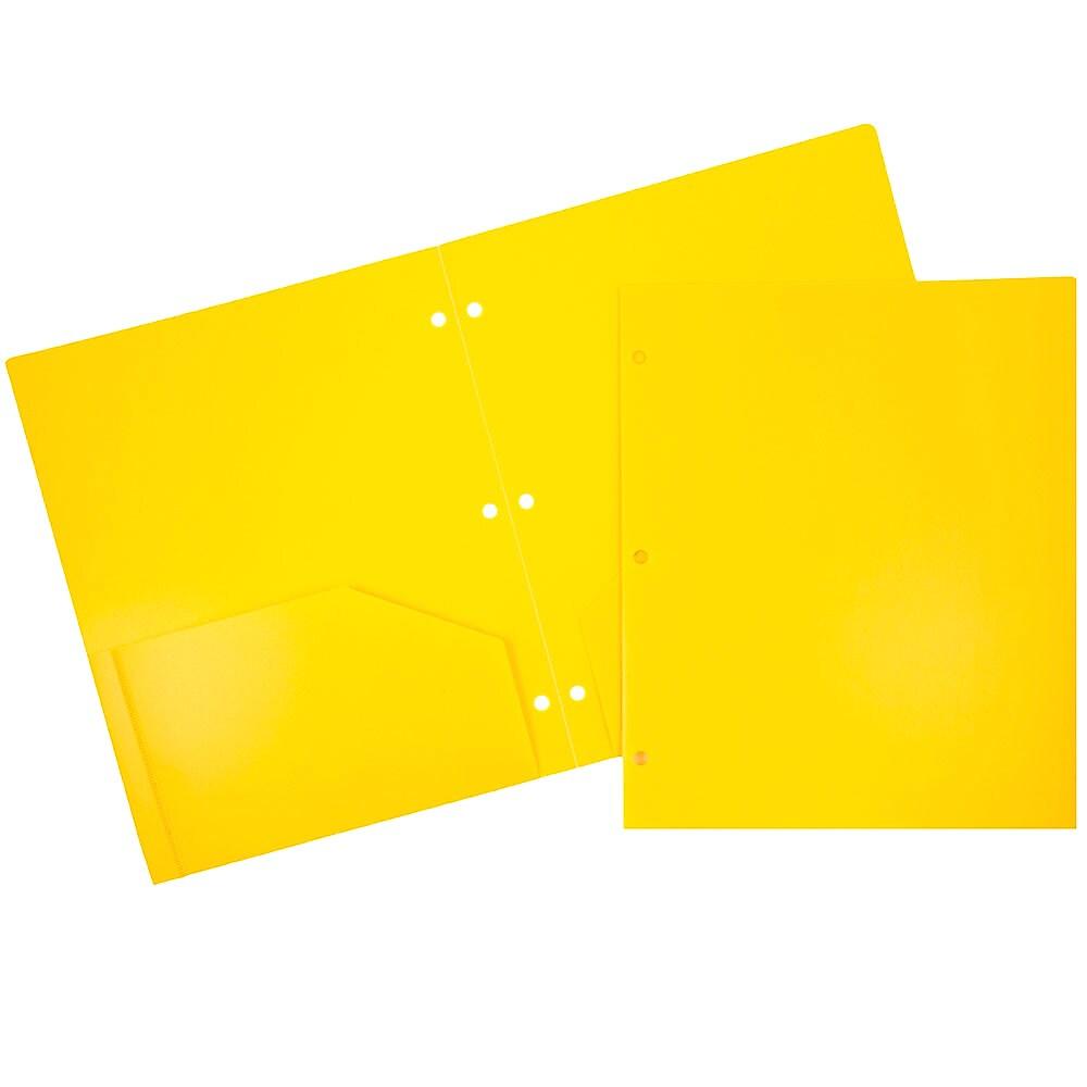 JAM PaperMD – Chemise Scolaire En Plastique à 3 Trous, 9 1/2 X 11 1/2 (po), Jaune, 108 Par Boîte