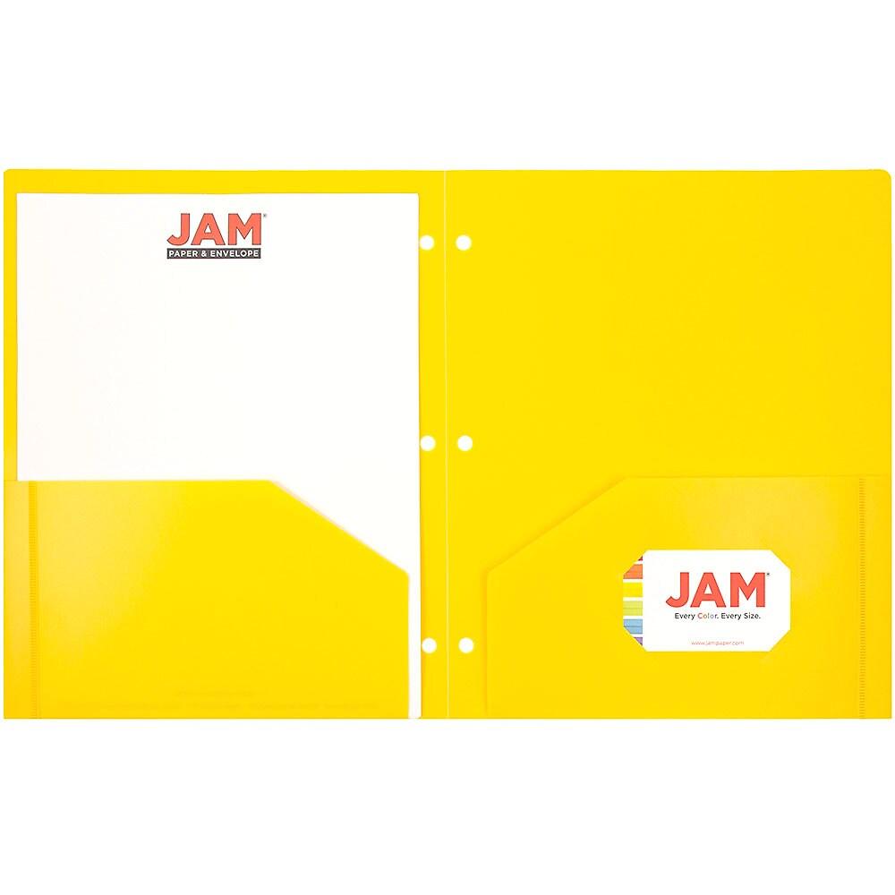 JAM PaperMD – Chemise Scolaire En Plastique à 3 Trous, 9 1/2 X 11 1/2 (po), Jaune, 108 Par Boîte thumbnail