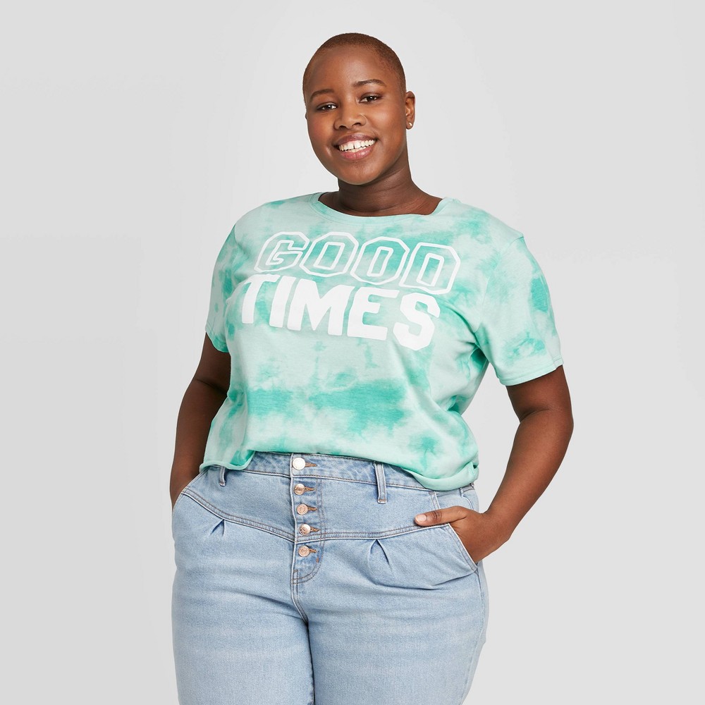 Women's Plus Size Good Times Short Sleeve Graphic T-Shirt - Modern Lux (Juniors') - Mint 3X, Green