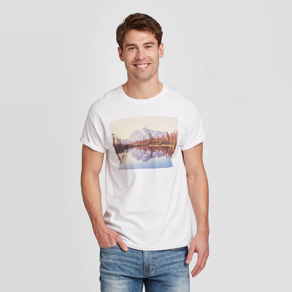 Men's Short Sleeve Paradise Photo Graphic T-Shirt - Modern Lux White L