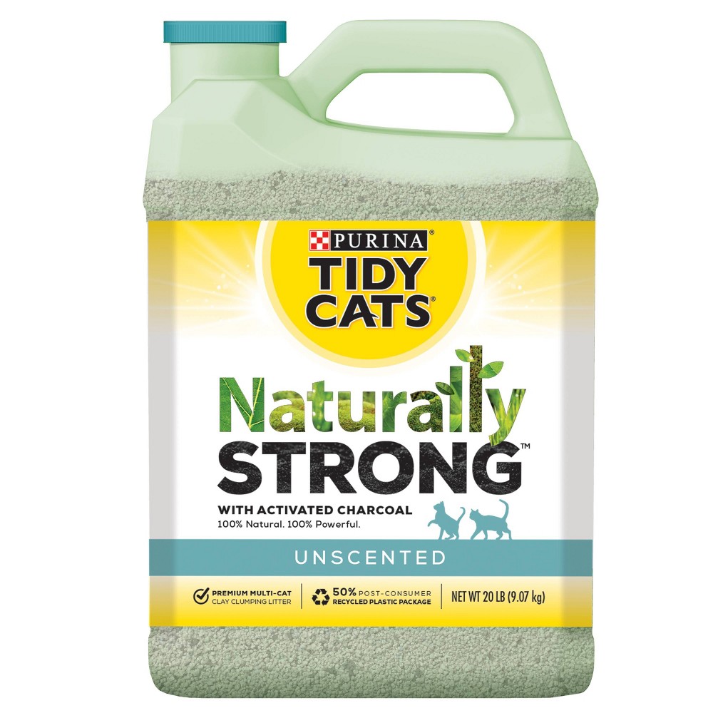 Tidy Cats Naturally Strong Unscented Clumping Clay Multi Cat Litter, 20-lb Jug, 2 Count