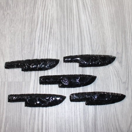 5 Obsidian Ornamental Knife Blades #9764 Mountain Man Knife