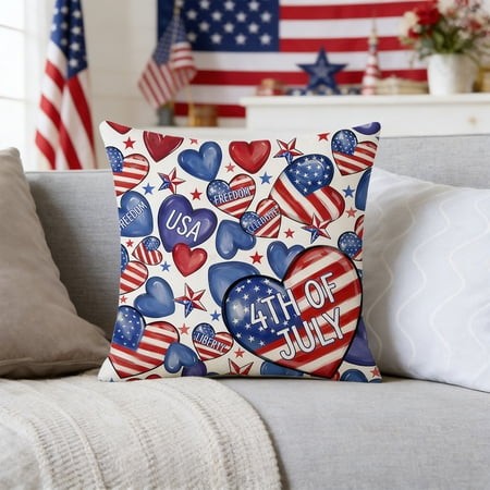Independence Day Striped Print Pillow Covers 45x45cm Decorative Indoor Holiday Cushion Cases Pillow Covers