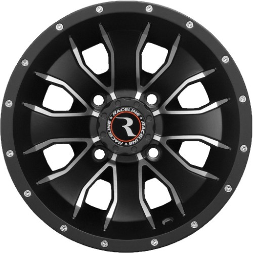 14x7 Raceline A77 Mamba UTV Satin Black with Machined Spokes Wheel 4x110 (-47mm)