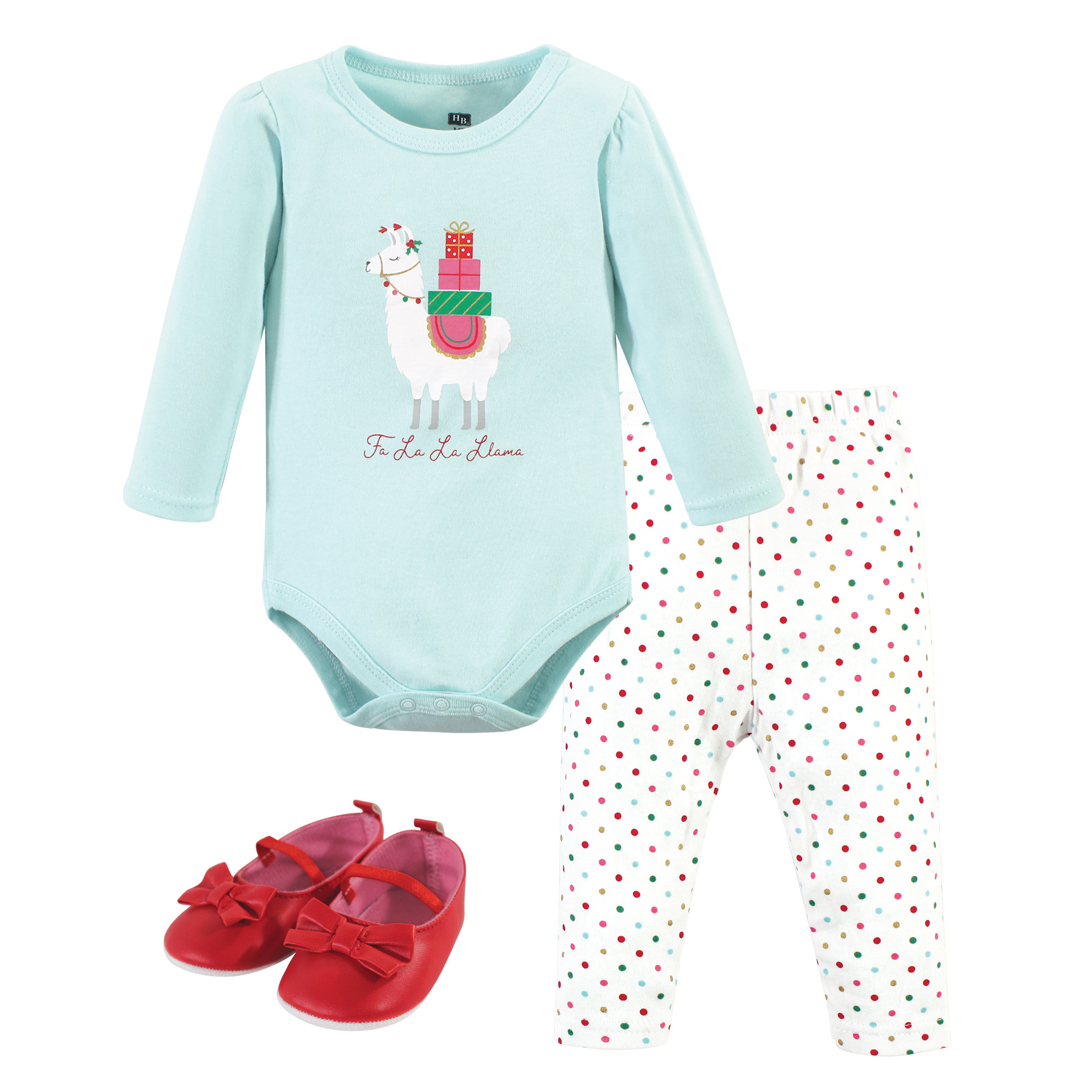 Hudson Baby Girls' Infant Bodysuits Fa - Blue & White 'Fa La La Llama' Bodysuit Set - Newborn & Infant