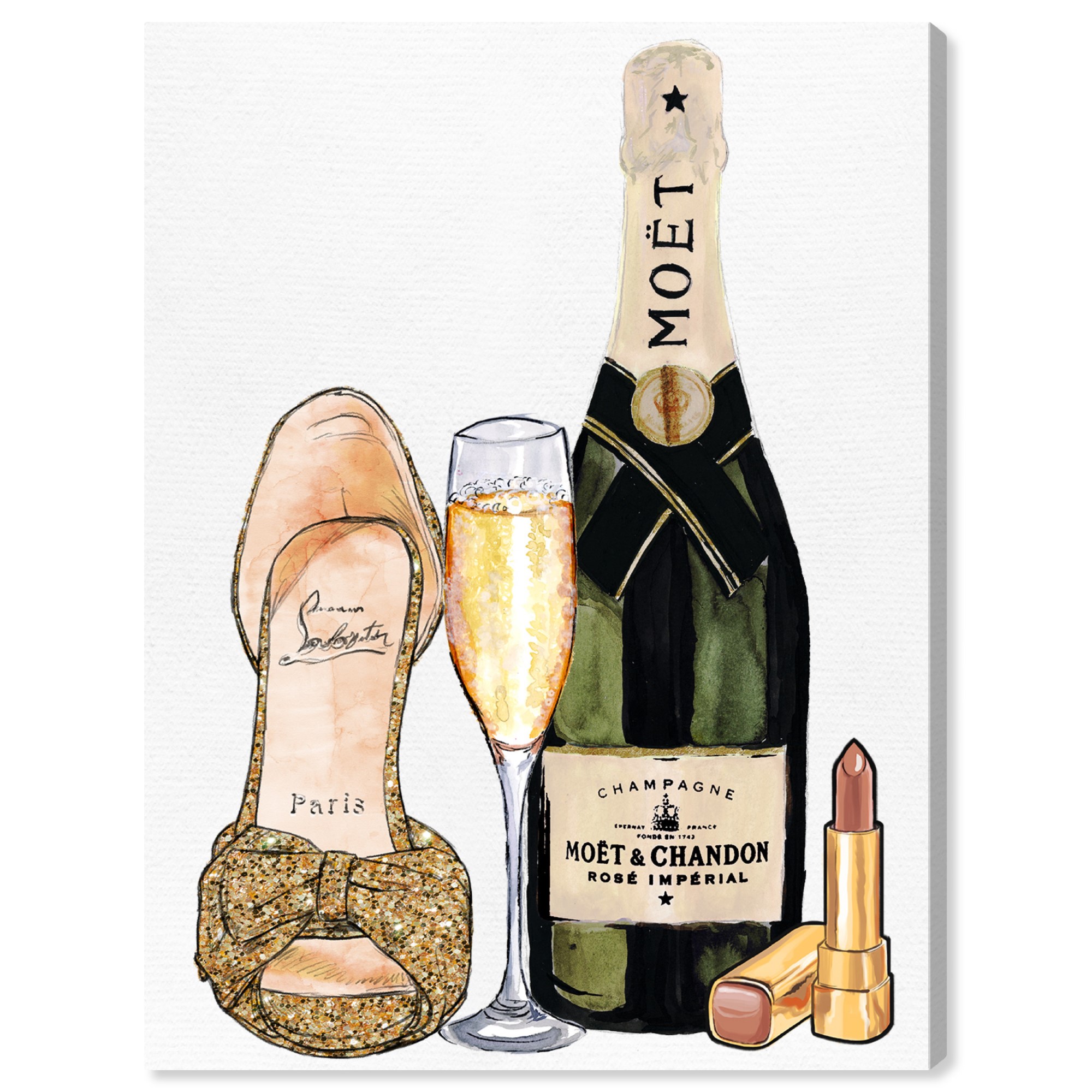Runway Avenue Fashion and Glam Wall Art Canvas Prints 'the Golden Hour' Shoes - Gold, Green