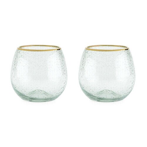 Seaside: Gold Rim Bubble Wine Glass Set