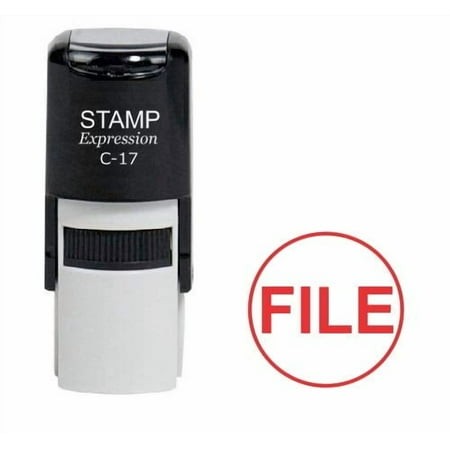 Stampexpression - File Round Office Self Inking Rubber Stamp - Red Ink (W-6990)