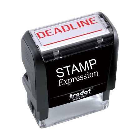 StampExpression - Deadline with Line Office Self Inking Rubber Stamp - Red Ink (a-5797)
