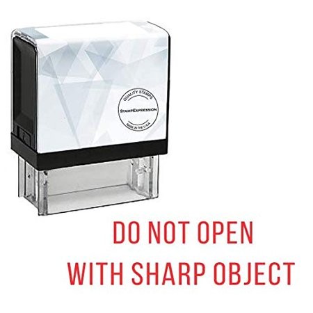 StampExpression - DO NOT Open with Sharp Object Office Self Inking Rubber Stamp - Red Ink (a-5499)