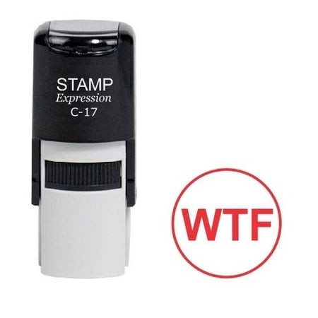 StampExpression - WTF Round Office Self Inking Rubber Stamp - Red Ink (W-6990)