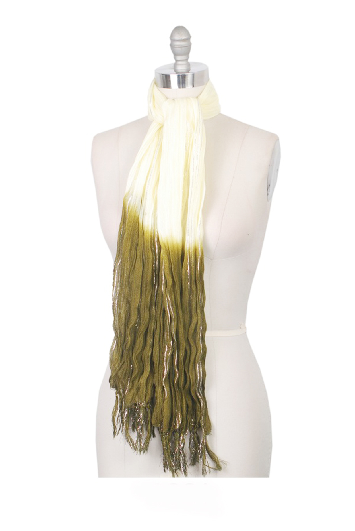 Amtal Women Two Color Tie & Dye Lurex Ombre Oblong Soft Casual Scarf W/ Tassels
