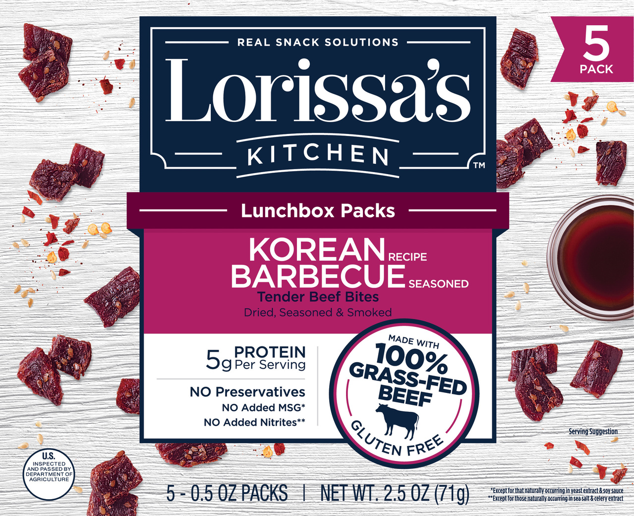 KOREAN BARBECUE TENDER BEEF BITES LUNCHBOX PACKS, KOREAN BARBECUE