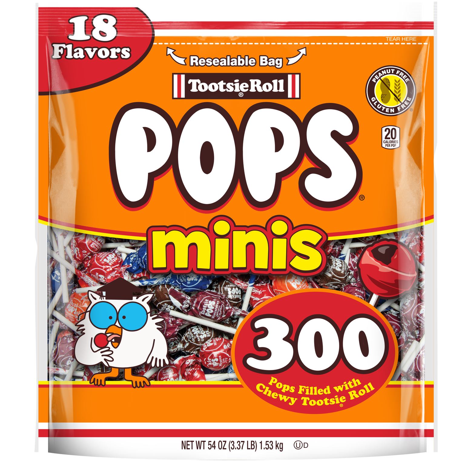 Tootsie Roll  Mini Tootsie Pops  Individually Wrapped  Lollipops  54 Oz