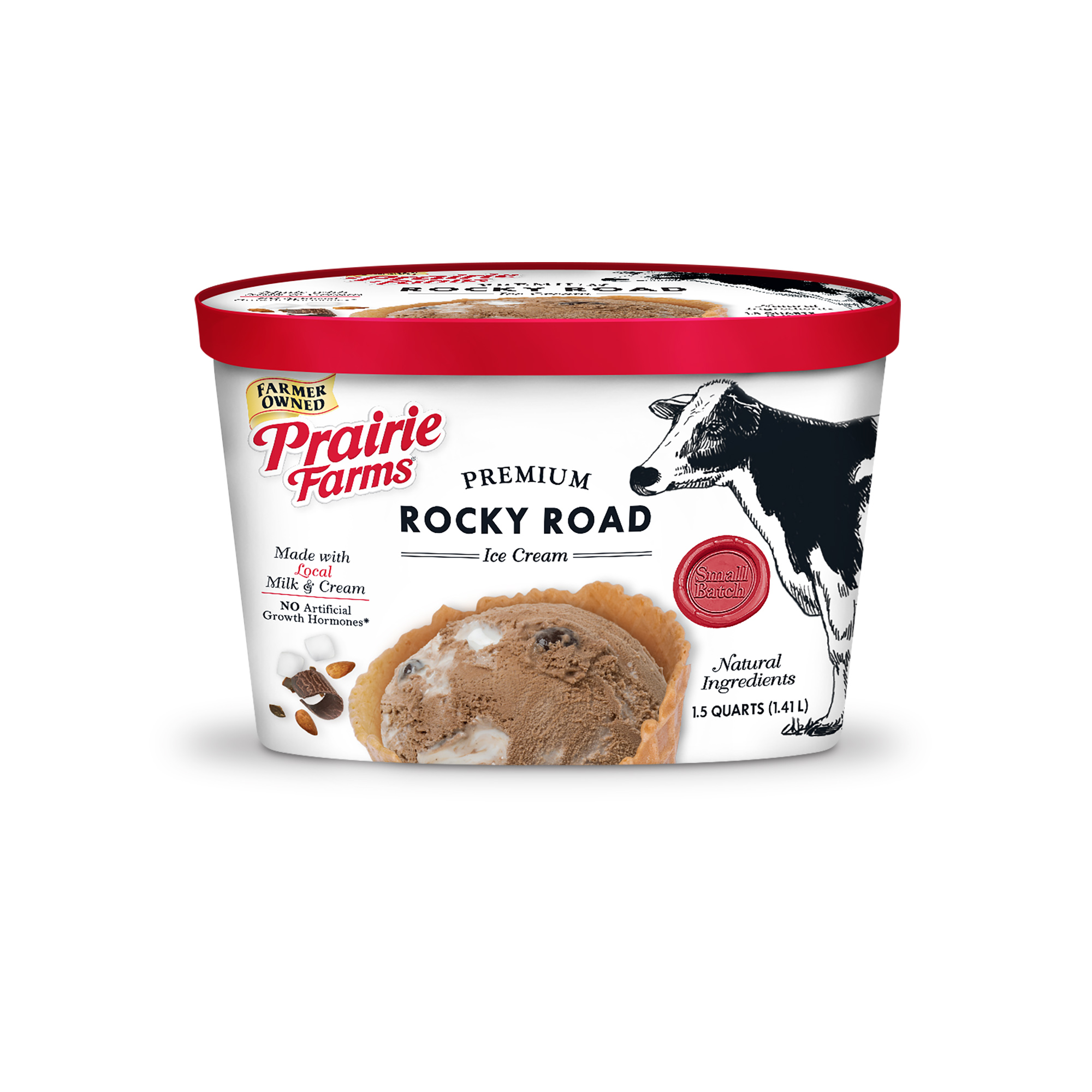 Premium Rocky Road Rich Chocolate Ice Cream with a Marshmallow Ribbon and Chocolate Coated Almonds, Rocky Road