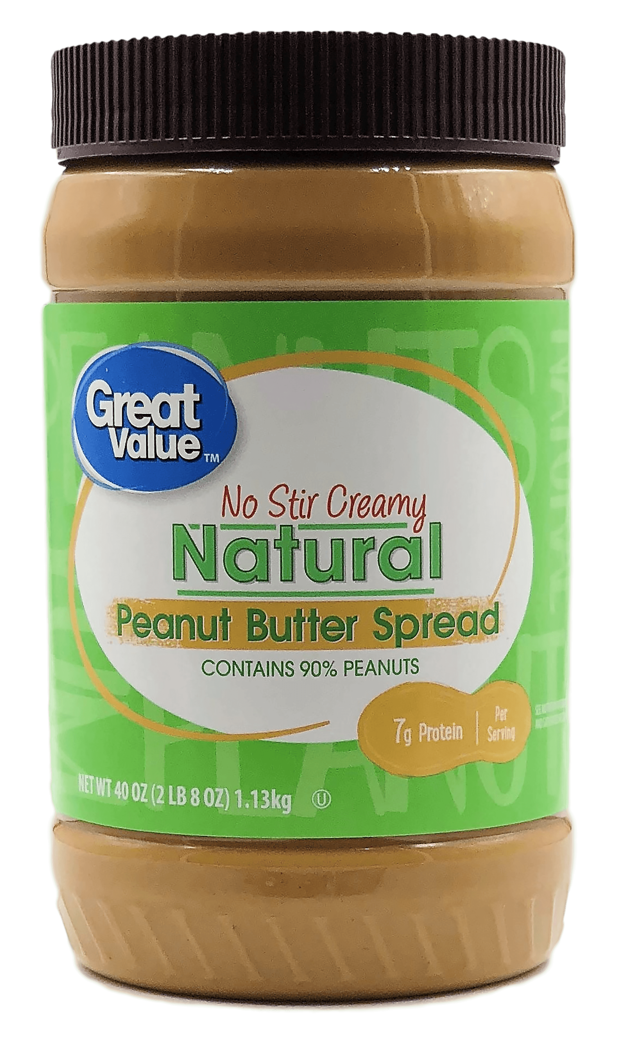 Great Value No Stir Creamy Natural Peanut Butter Spread, 40 Oz
