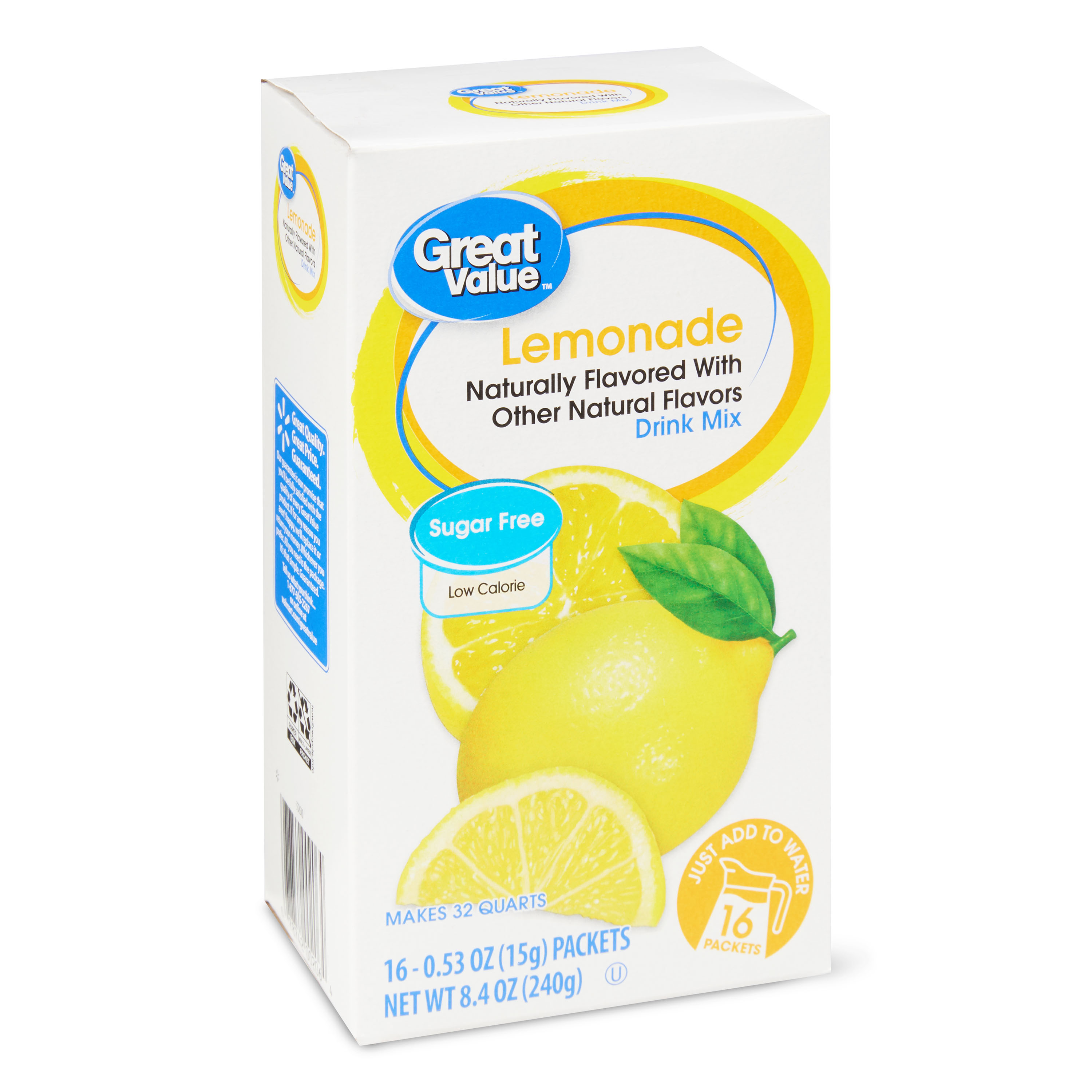 Great Value Sugar-Free Lemonade Drink Mix, 0.53 Oz, 16 Count