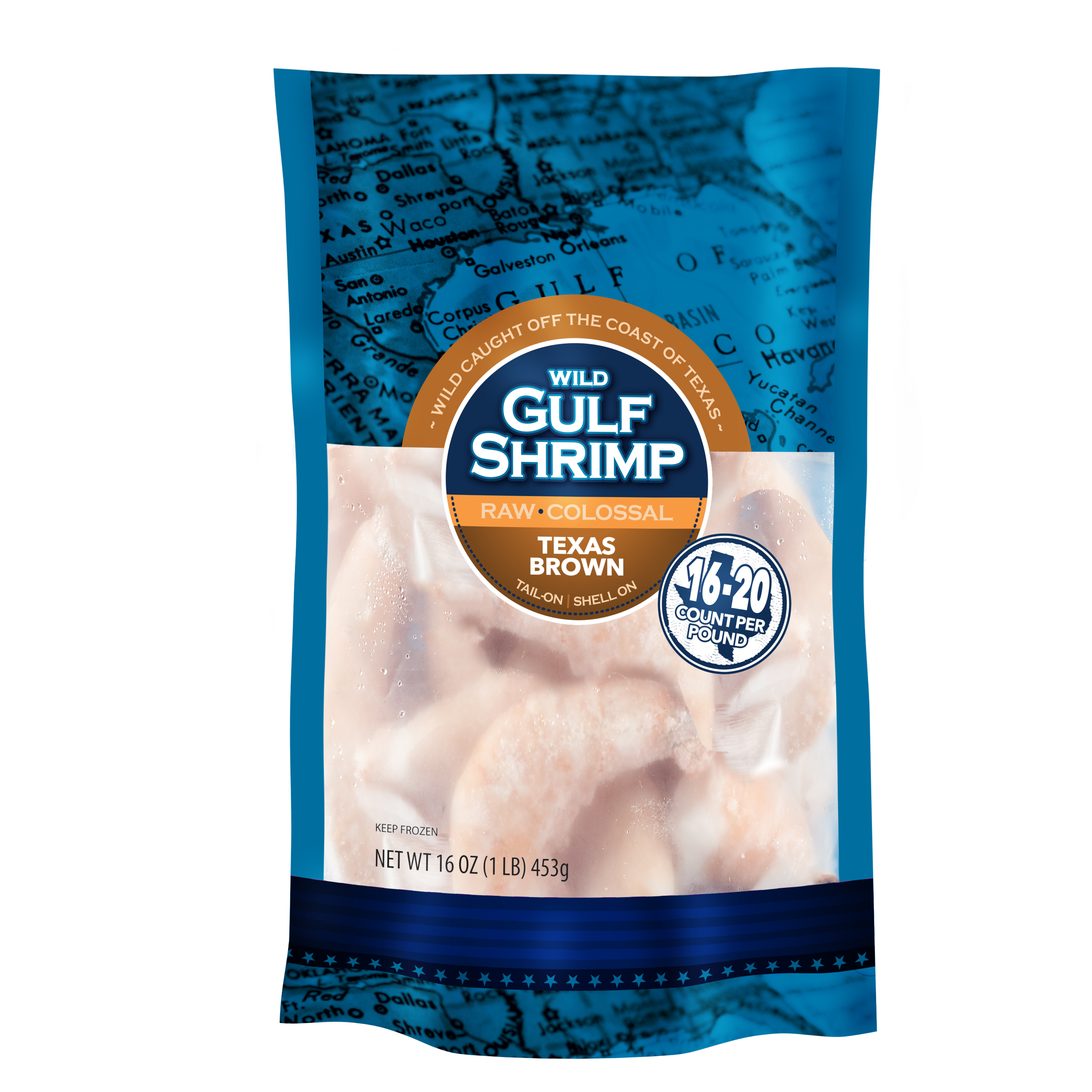 Wild Gulf ShrimpFrozen Raw Brown Shrimp 16 Oz, 16/20 Count Image