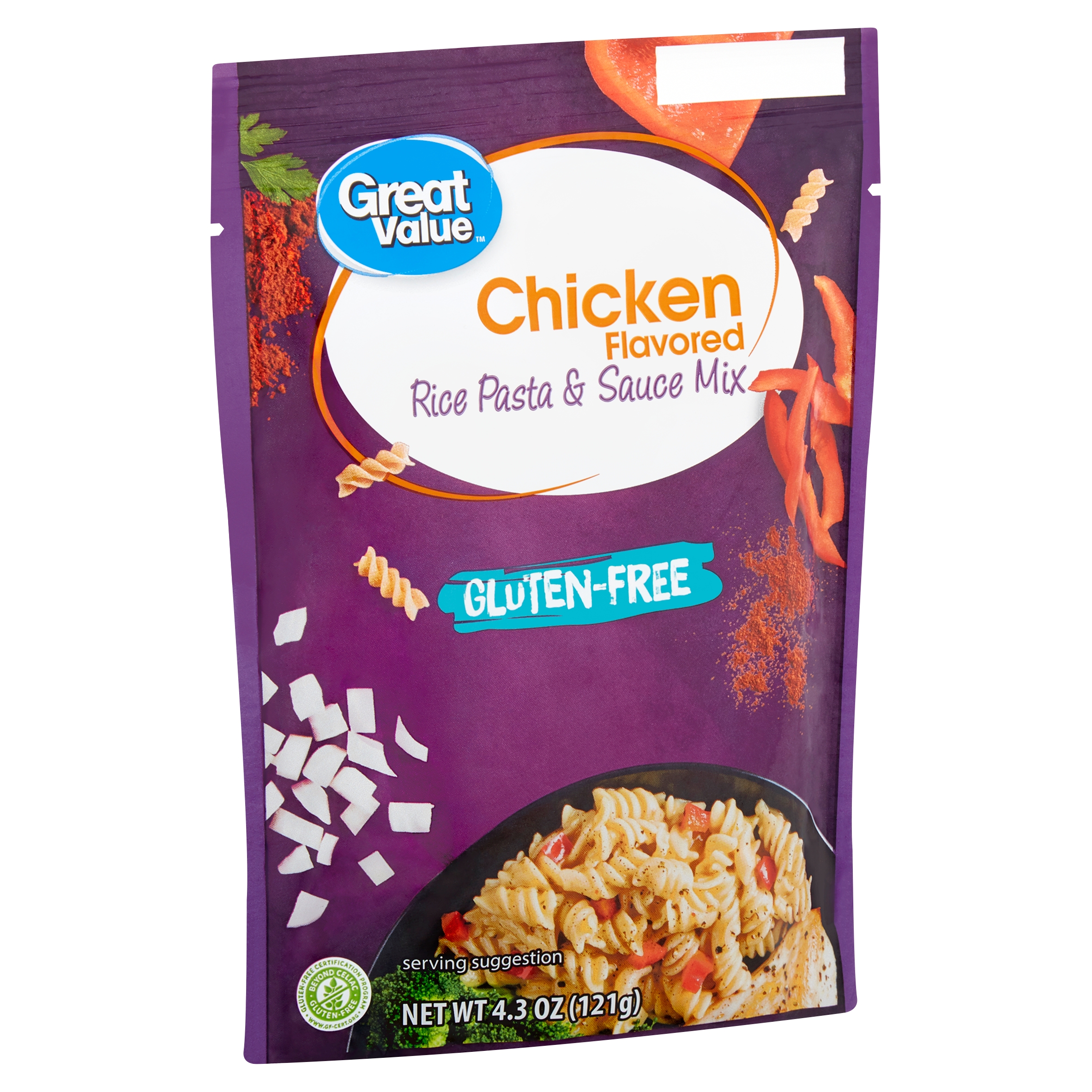 Great Value Gluten-Free Chicken Flavored Rice Pasta & Sauce Mix, 4.3 Oz