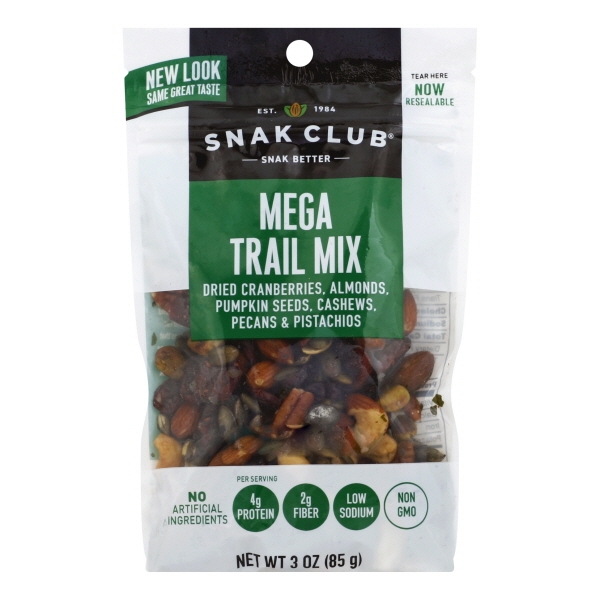 Snak Club Mega Trail Mix 3 Oz Bagged -Pack of 6
