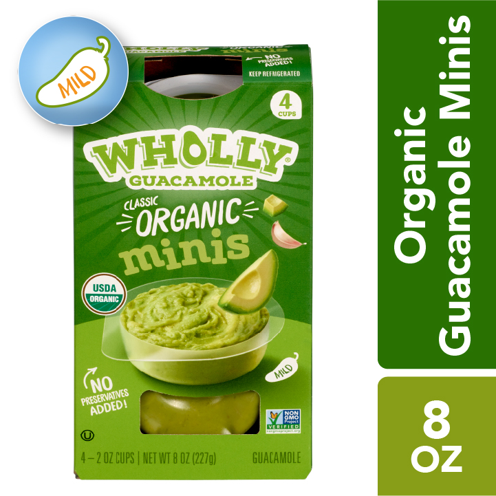 Wholly Guacamole Organic 100 Calorie Cups Mild Minis 4 Count - 8 Oz
