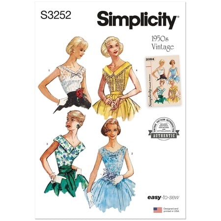 Simplicity Sewing Pattern 3252 - 1950s Misses  Blouse  Size: N5(10-18)