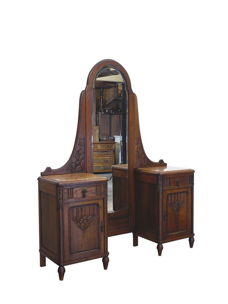 Schminktisch Coiffeuse Antik Um 1920 Eiche B: 141 Cm (9585)