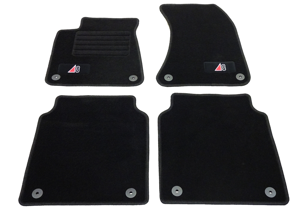 Audi A8 (D4) Ab Bj. 03/2010 Bis 09/2017 Velours-Fußmatten Mit Logo 4er Set, Schwarz