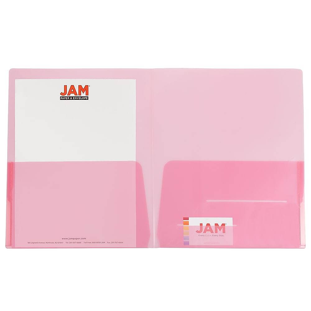 JAM PaperMD â€“ Chemise En Plastique Standard Transparent Ã  Deux Pochettes, 9 X 12 Po, Rouge, 108/boÃ®te, 108 Par BoÃ®te thumbnail