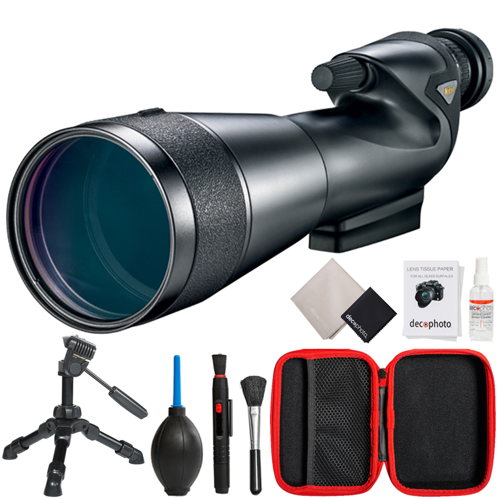Nikon 6974 PROSTAFF 5 20-60x82mm Straight Body Spotting Scope Bundle with Vanguard VS-82 2-Section Table-Top Tripod with 2-Way Pan Head and Deco Photo