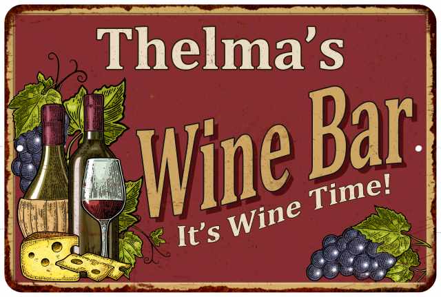 Thelma S Red Wine Bar Sign 16 X 24 Matte Finish Metal 116240054123