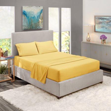 Clara Clark Twin Size Deep Pocket 3 Piece Bed Sheets Set  1800 Series Hotel Luxury Soft Microfiber  Custard Yellow
